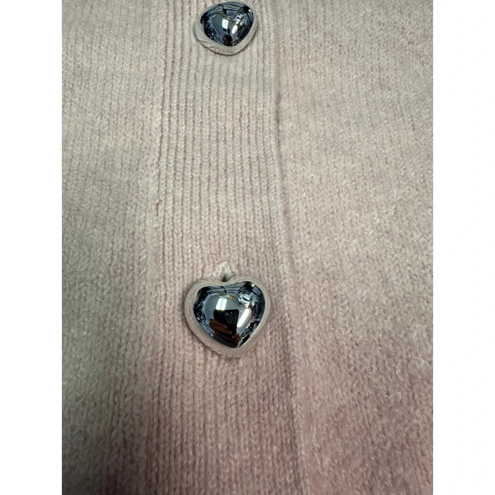 A New Day Womens Pink Heart Button Front Cardigan Sweater 3X New With Tags